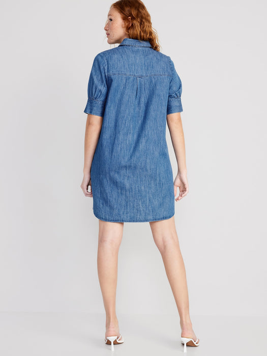 Short-Sleeve Jean Shirt Dress