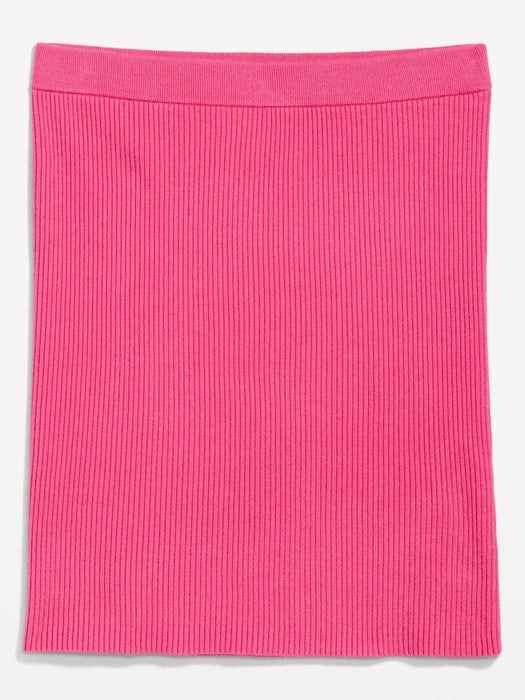 High-Waisted Rib-Knit Mini Skirt