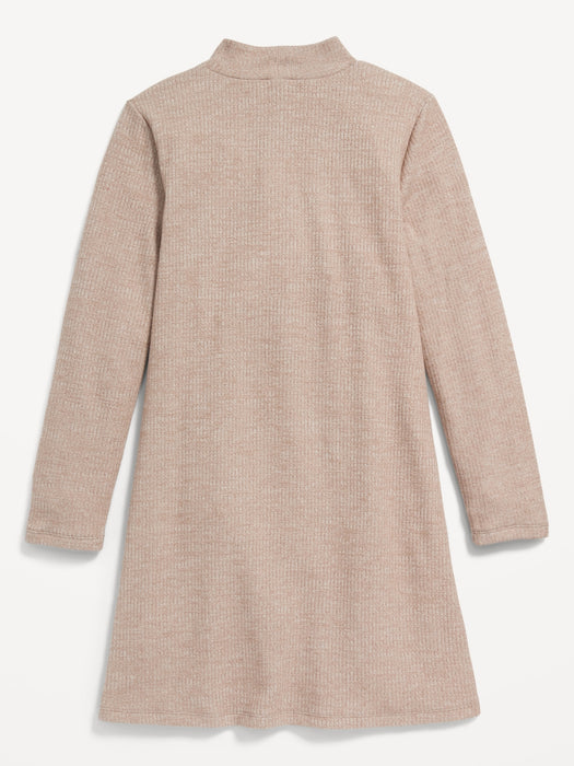 Long-Sleeve Cozy-Knit Mock-Neck Dress for Girls