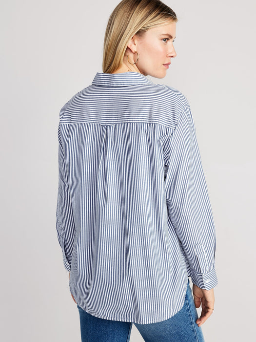Maternity Boyfriend Striped Popover Shirt