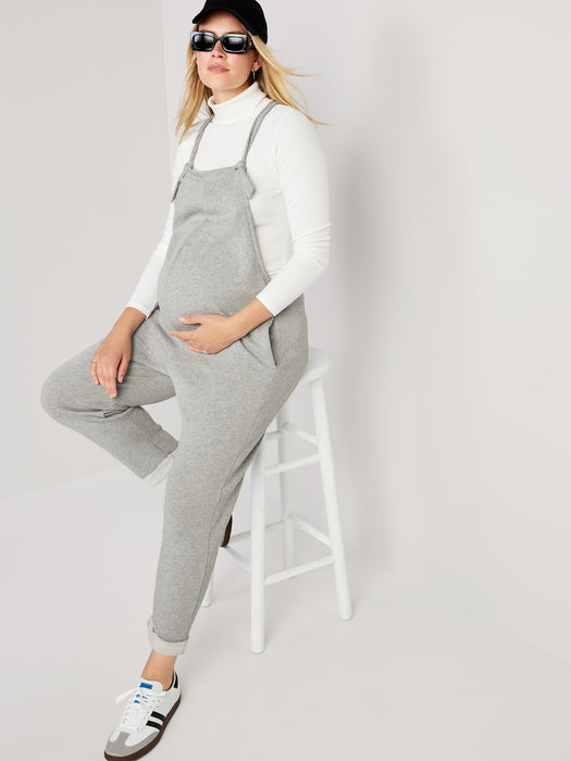 Maternity Knotted-Strap Fleece Overalls