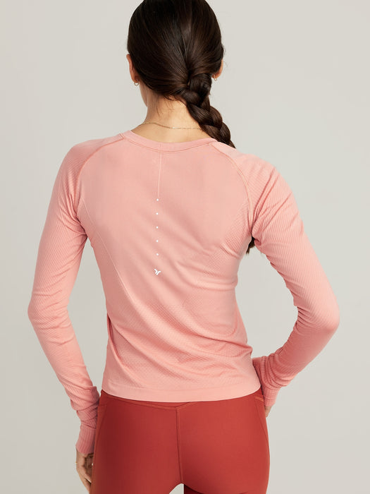 Long-Sleeve Seamless Paneled T-Shirt for Women