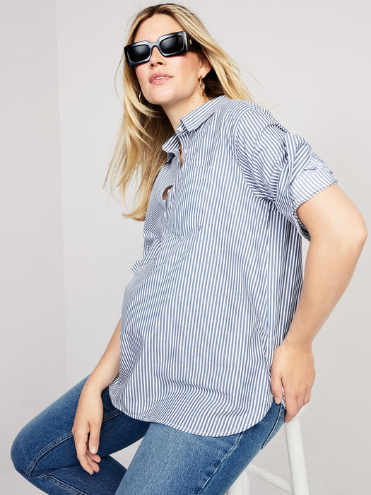 Maternity Boyfriend Striped Popover Shirt