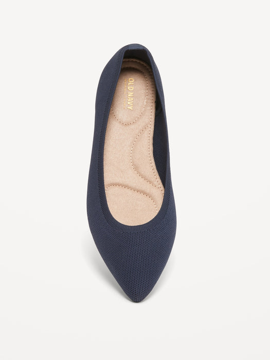 Soft-Knit Pointed-Toe Ballet Flats