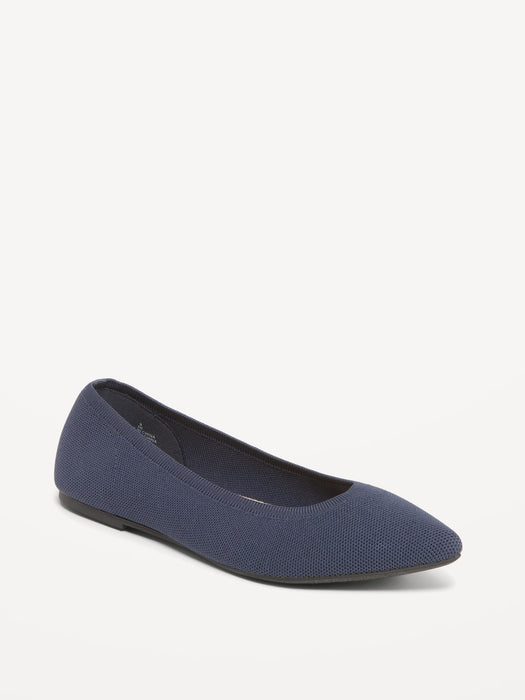 Soft-Knit Pointed-Toe Ballet Flats
