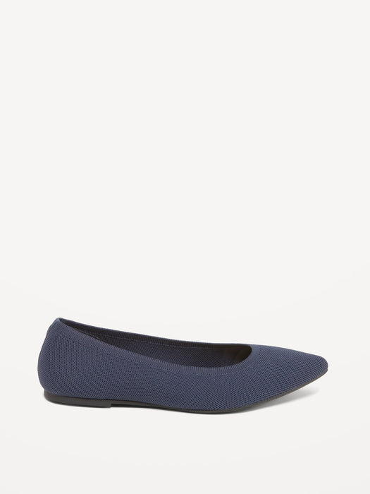 Soft-Knit Pointed-Toe Ballet Flats