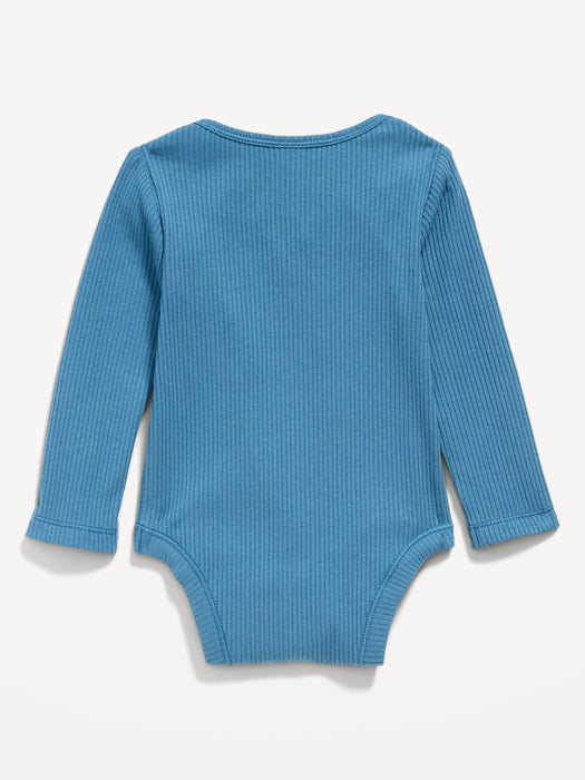 Unisex Long-Sleeve Rib-Knit Bodysuit for Baby
