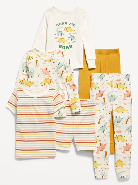 Unisex 6-Piece Printed Snug-Fit Pajama Set for Toddler & Baby