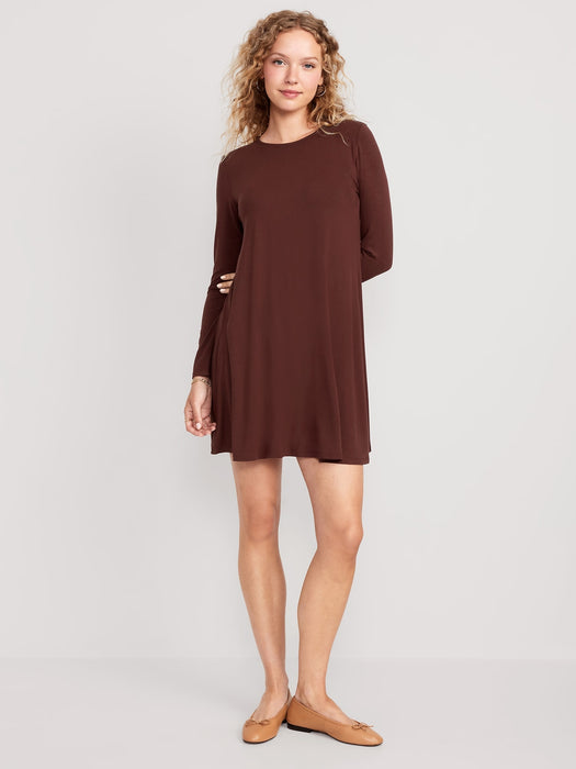 Long-Sleeve Mini Swing Dress
