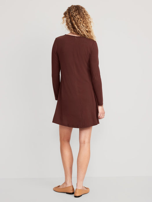 Long-Sleeve Mini Swing Dress