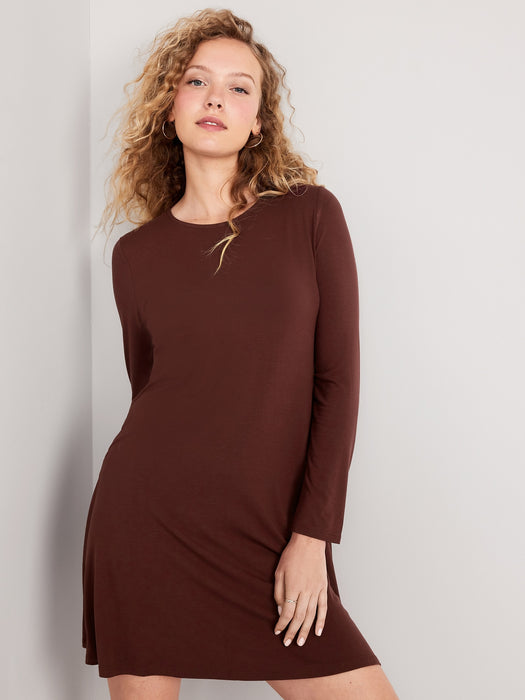 Long-Sleeve Mini Swing Dress