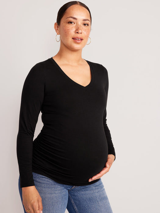 Maternity EveryWear Fitted V-Neck Long-Sleeve T-Shirt