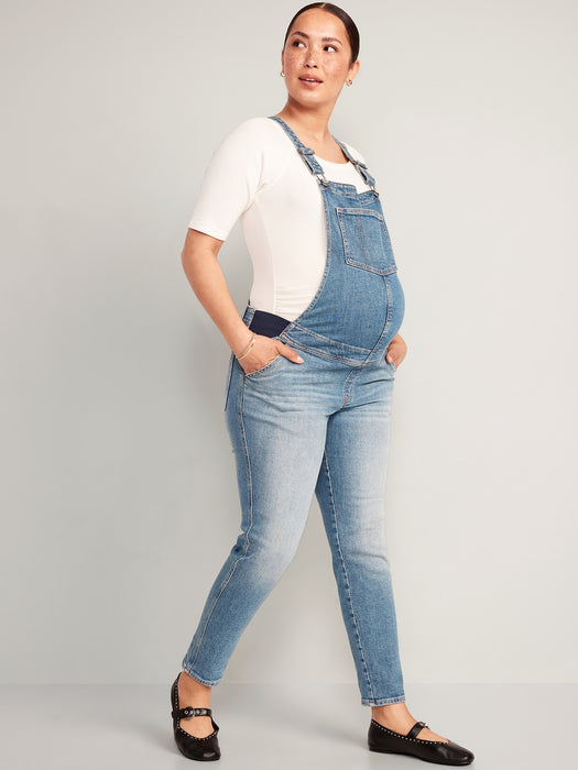 Maternity Latzhose aus Original Straight Jeans mit seitlichen Einsätzen