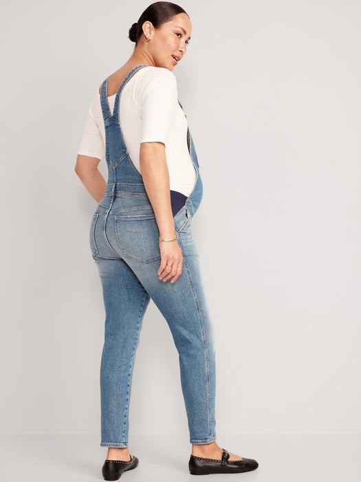 Maternity Latzhose aus Original Straight Jeans mit seitlichen Einsätzen
