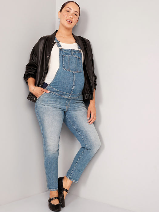 Maternity Latzhose aus Original Straight Jeans mit seitlichen Einsätzen