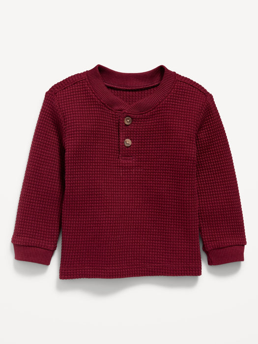 Long-Sleeve Thermal-Knit Henley T-Shirt for Baby