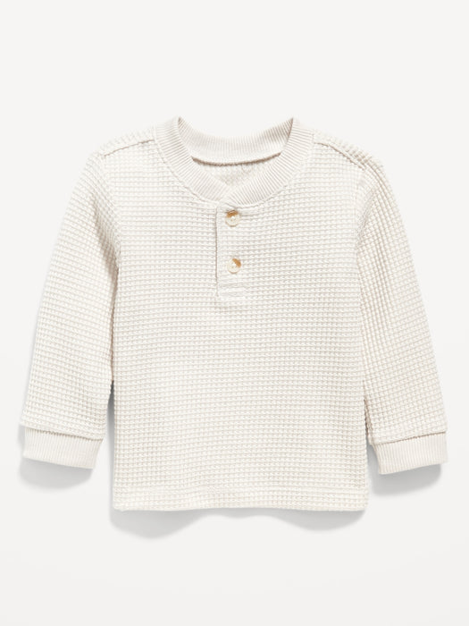 Long-Sleeve Thermal-Knit Henley T-Shirt for Baby