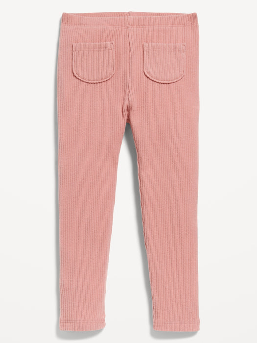 Full-Length Rib-Knit Pocket Leggings for Toddler Girls
