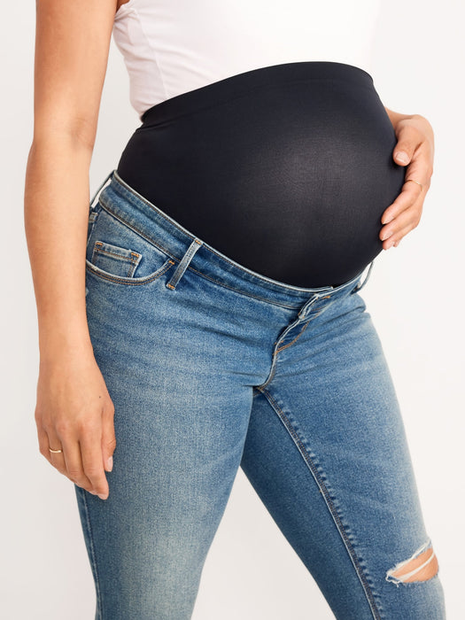 Maternity Premium Full-Panel Rockstar Super Skinny Ripped Jeans