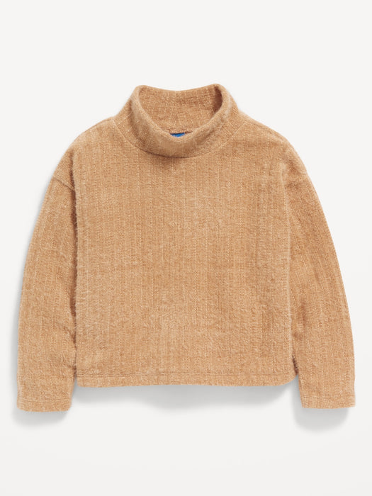 Cozy-Knit Mock-Neck Cropped Sweater for Toddler Girls
