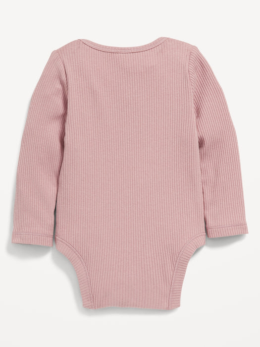 Unisex Long-Sleeve Rib-Knit Bodysuit for Baby