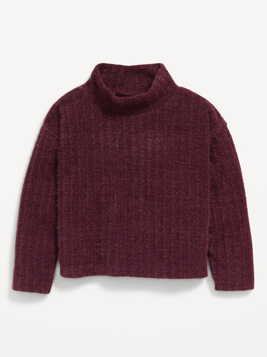 Cozy-Knit Mock-Neck Cropped Sweater for Toddler Girls