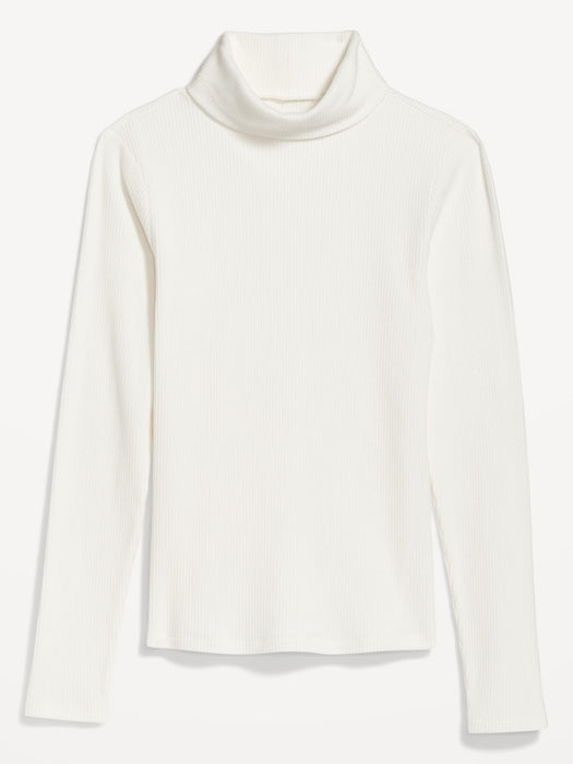 Fitted Plush Rib-Knit Turtleneck