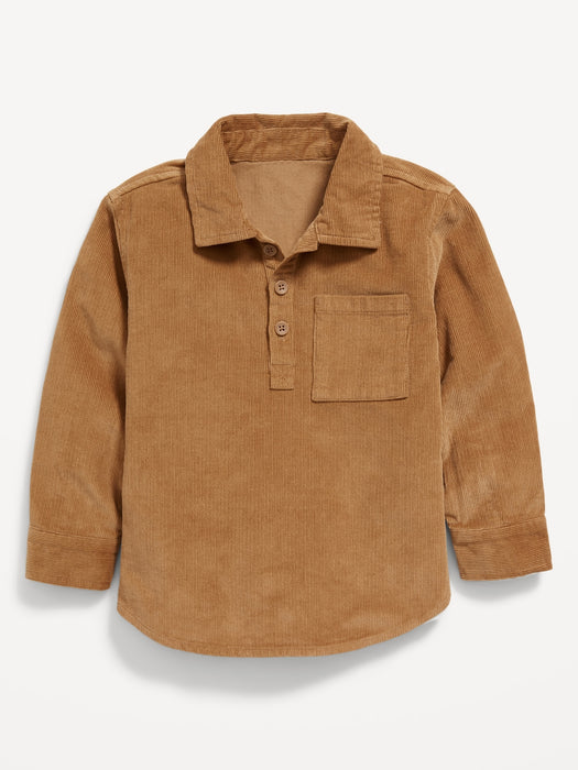 Long-Sleeve Corduroy Popover Shirt for Toddler Boys