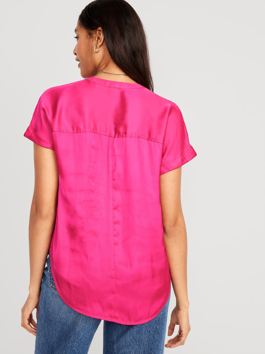 Dolman-Sleeve Satin Shirt