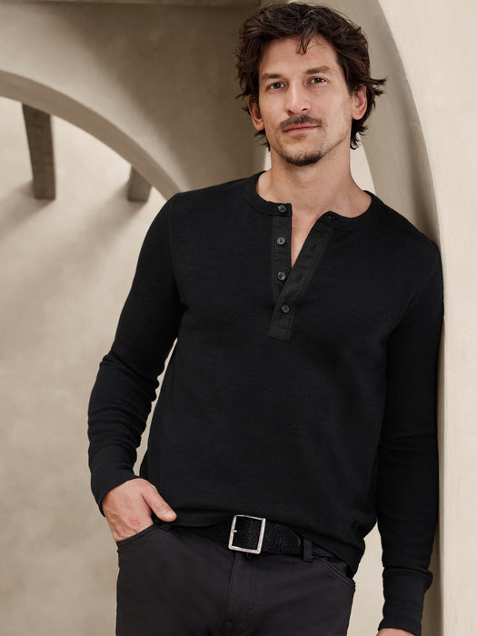 Double-Knit Henley T-Shirt