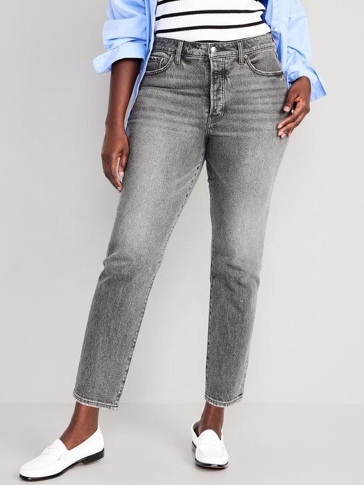 High-Waisted Button-Fly OG Straight Ankle Jeans