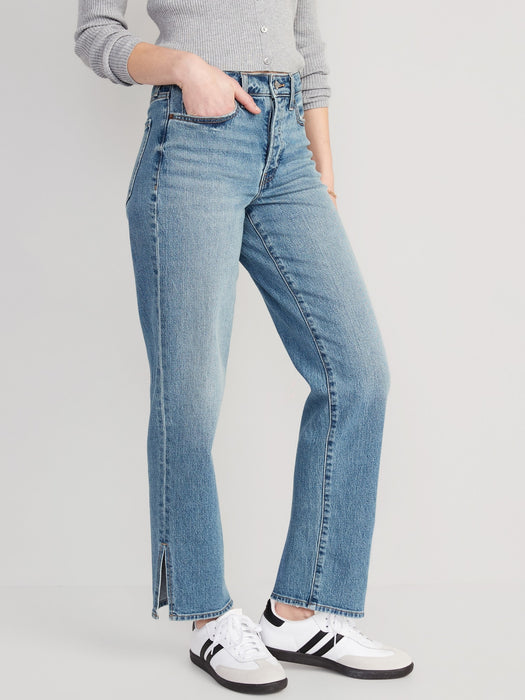High-Waisted OG Loose Side-Slit Jeans for Women