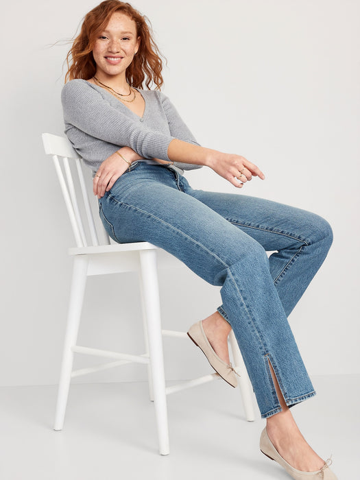 High-Waisted OG Loose Side-Slit Jeans for Women