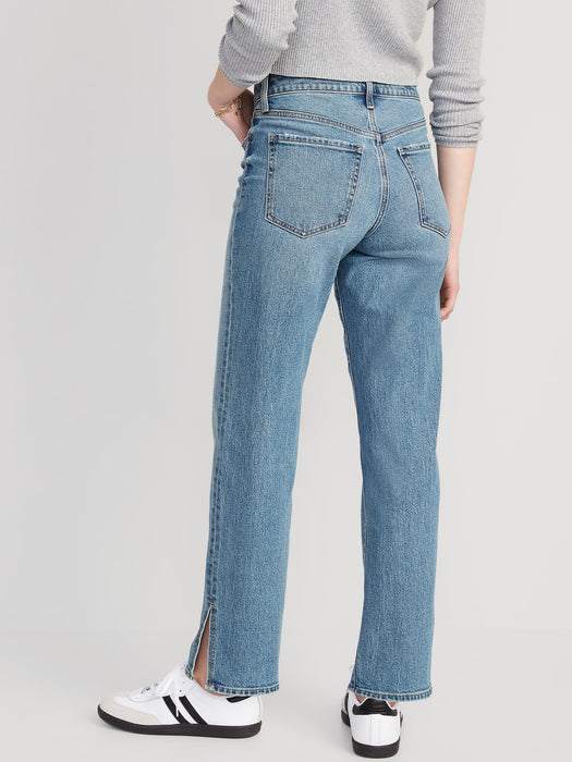 High-Waisted OG Loose Side-Slit Jeans for Women