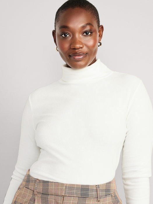 Fitted Plush Rib-Knit Turtleneck