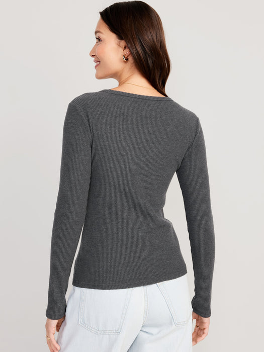 Plush Long-Sleeve V-Neck T-Shirt