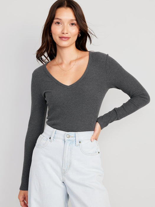 Plush Long-Sleeve V-Neck T-Shirt