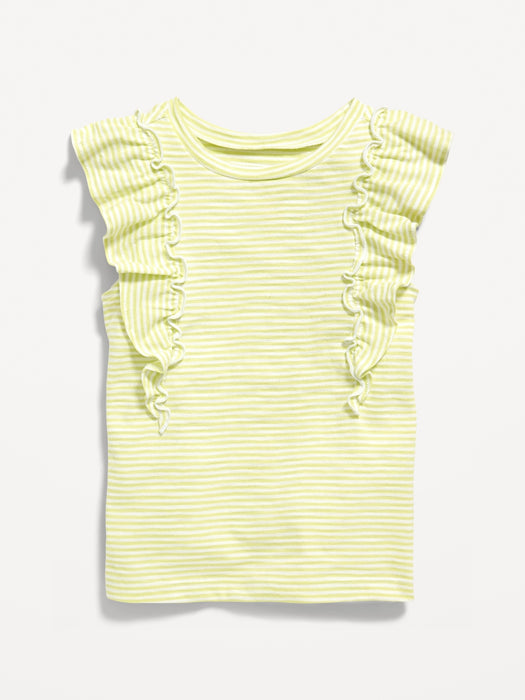 Ruffle-Sleeve Slub-Knit Top for Toddler Girls