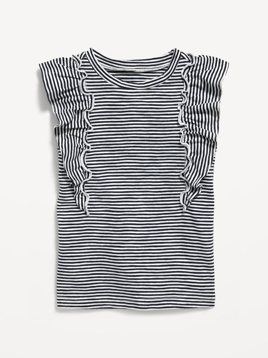 Ruffle-Sleeve Slub-Knit Top for Toddler Girls