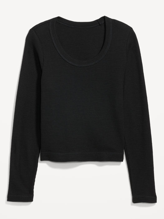 Waffle-Knit Crop T-Shirt