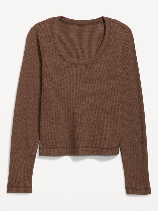 Waffle-Knit Crop T-Shirt