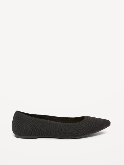 Soft-Knit Pointed-Toe Ballet Flats
