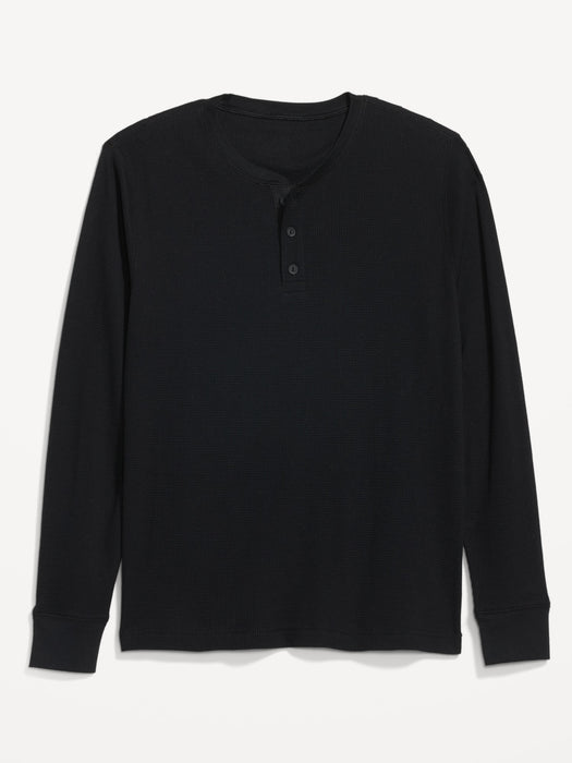 Waffle-Knit Henley T-Shirt for Men