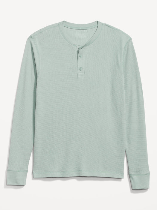 Waffle-Knit Henley T-Shirt for Men