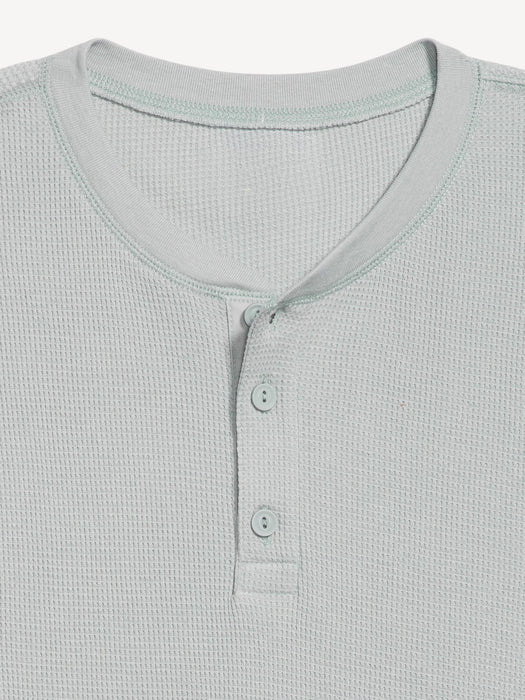 Waffle-Knit Henley T-Shirt for Men