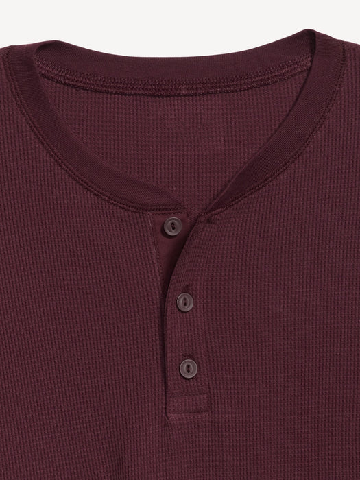 Waffle-Knit Henley T-Shirt for Men