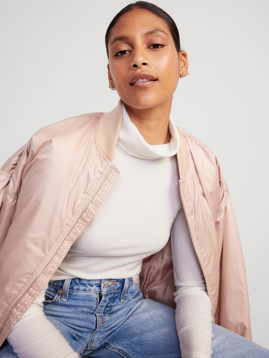 Fitted Plush Rib-Knit Turtleneck