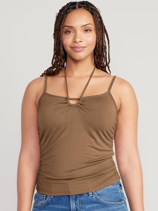 Fitted Sleeveless Tie-Front Top for Women