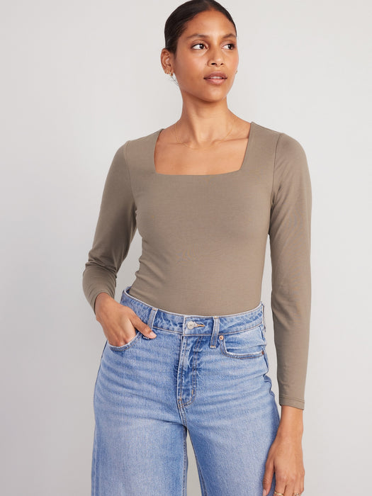 Long-Sleeve Square-Neck Bodysuit