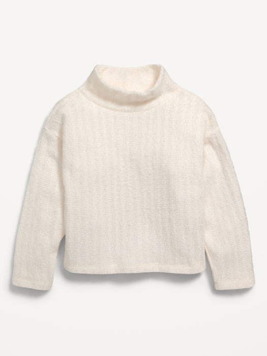 Cozy-Knit Mock-Neck Cropped Sweater for Toddler Girls
